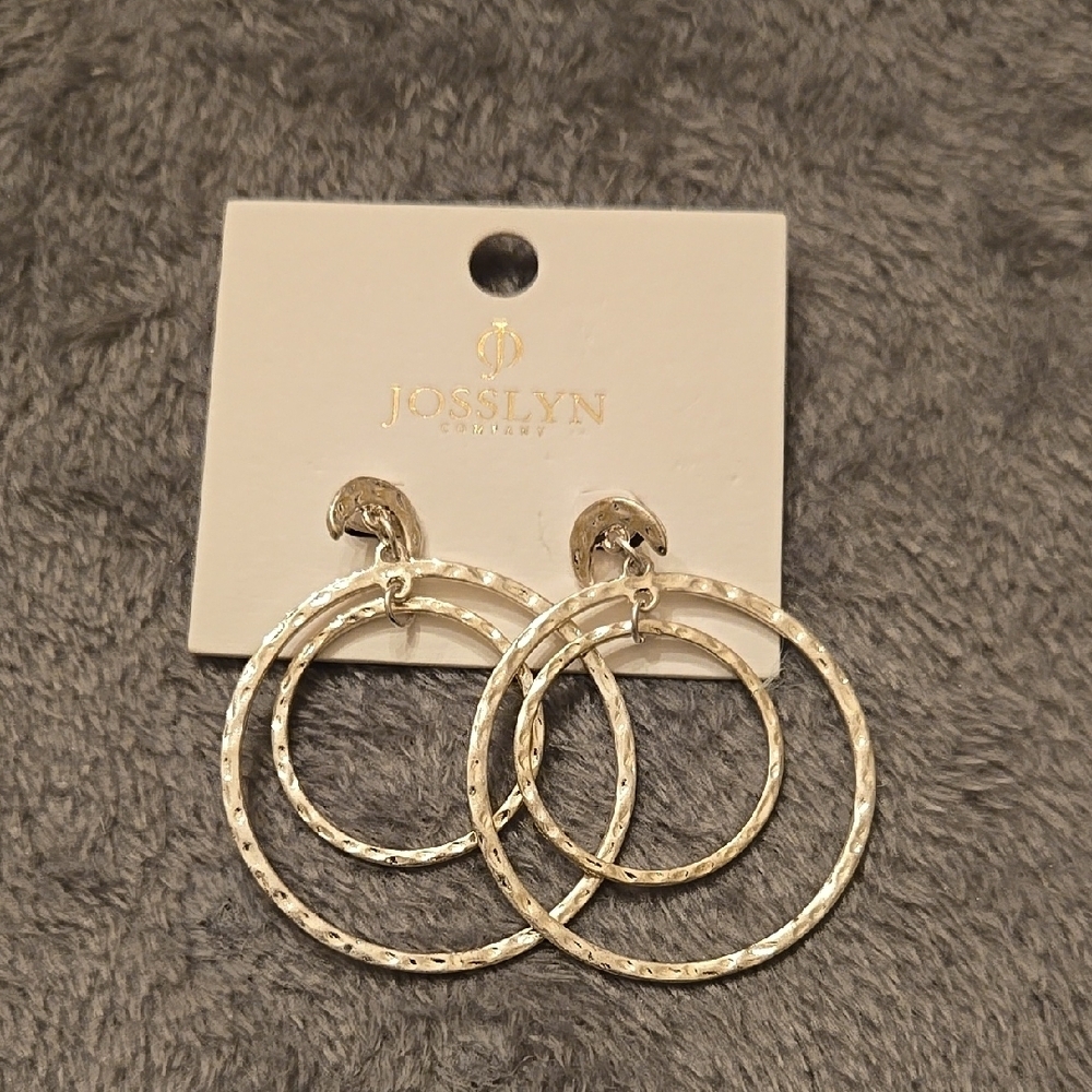Silver Double Hoop Textured Earrings
